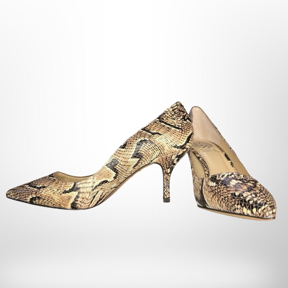Vince Camuto Snakeskin Pattern Heels - Tan and Black Never worn